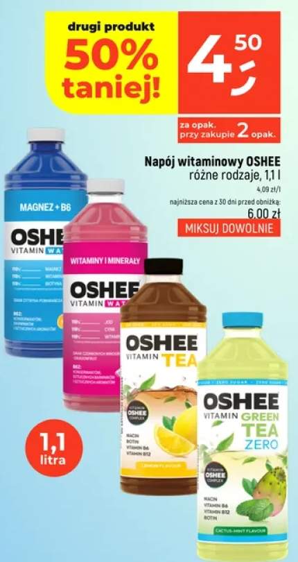 Napój witaminowy Oshee Vitamin Water Magnez + B6 +3 warianty