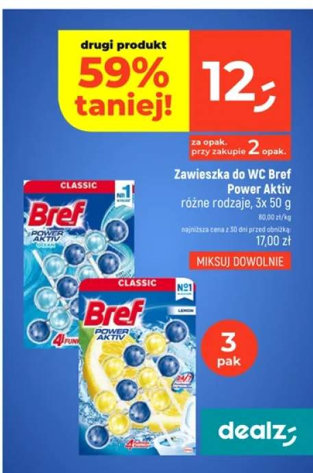Zawieszka do WC Bref Power Aktiv 3-pak