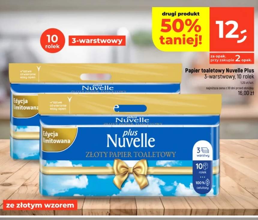 Papier toaletowy Nuvelle Plus 3-warstwowy 10-pak