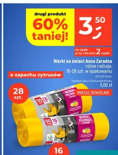Worki na śmieci o zapachu cytrusów 35 l Anna Zaradna +1 wariant