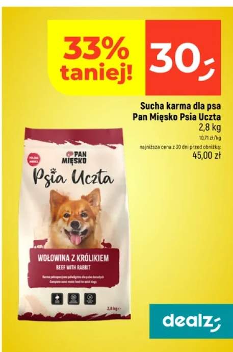 Sucha karma dla psa Psia Uczta wołowina z królikiem Pan Mięsko
